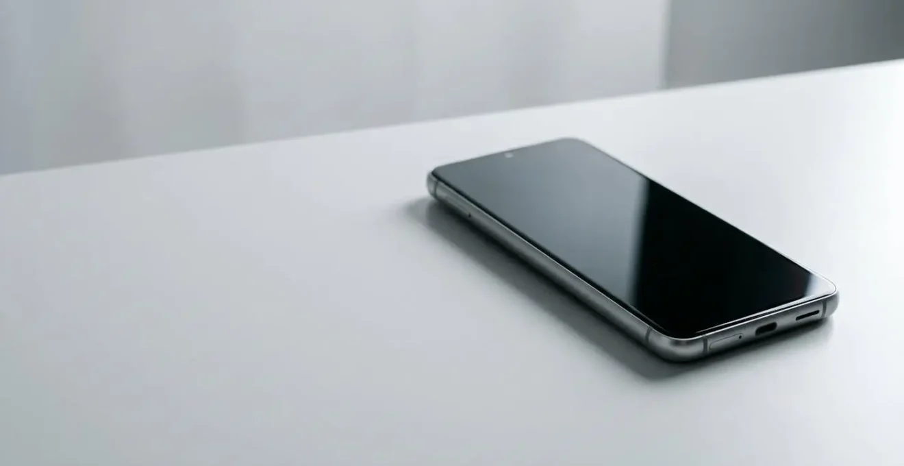 Premium compact Android smartphone with high-end specifications displayed in a minimalist studio setting