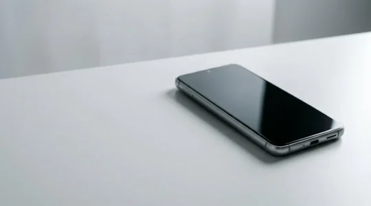 Premium compact Android smartphone with high-end specifications displayed in a minimalist studio setting