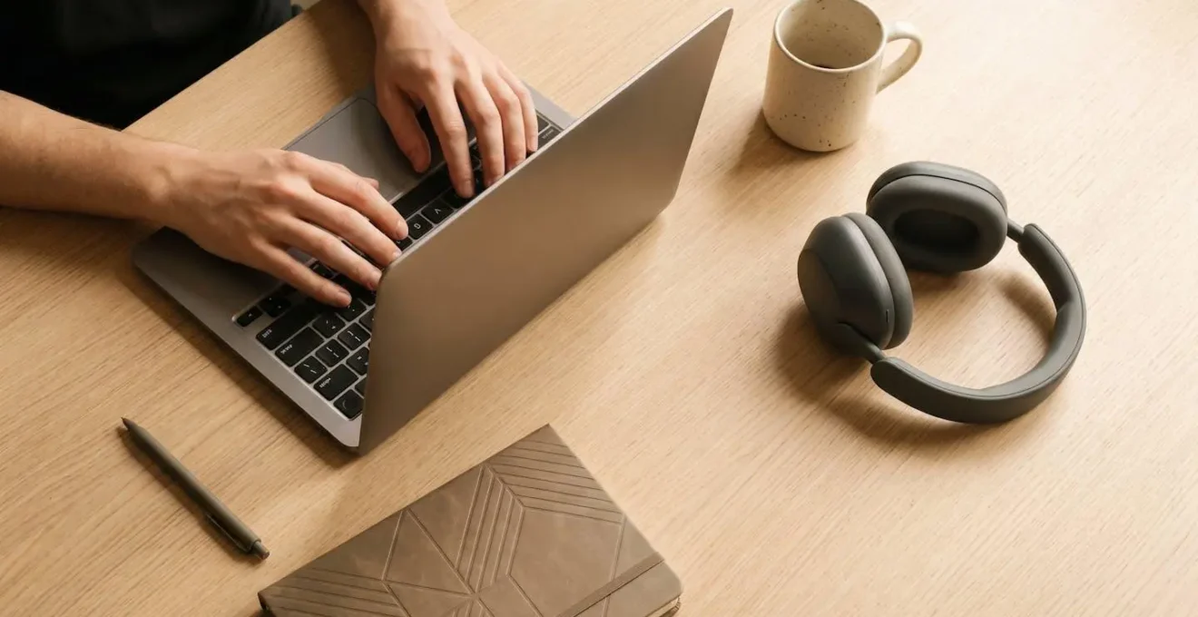Professional setting showing focused work environment with minimal distractions and intentional device placement
