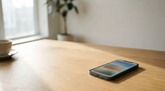 iPhone displaying intelligent widget stack with morning-relevant apps on home screen