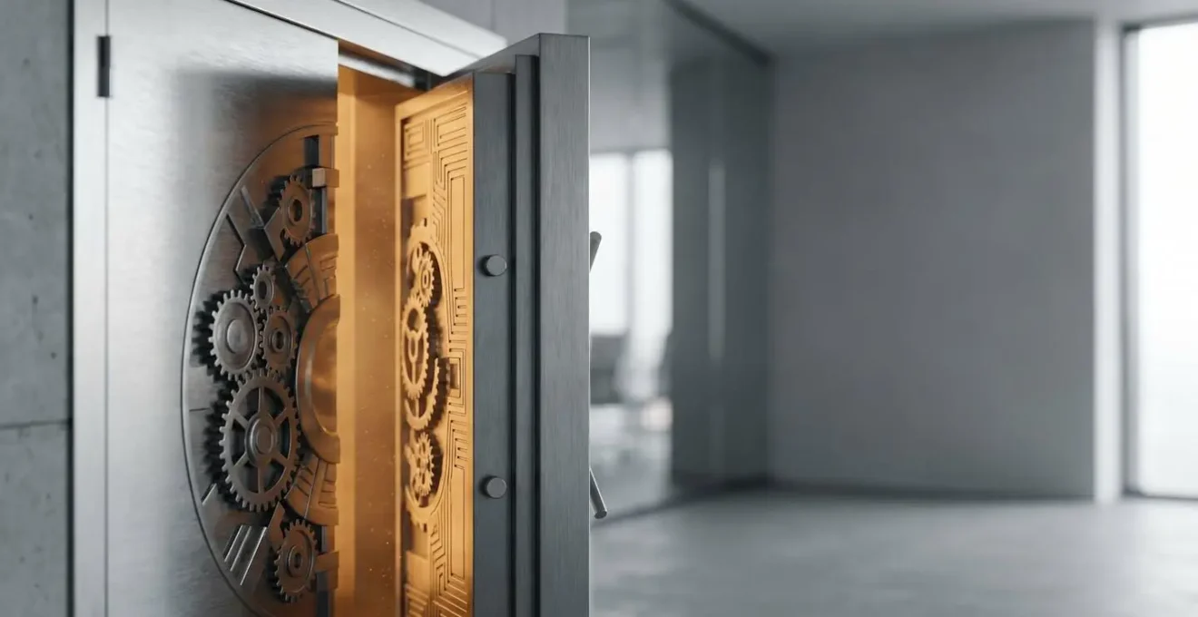 Secure vault protecting confidential legal documents with encryption technology