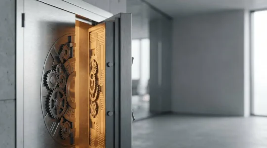 Secure vault protecting confidential legal documents with encryption technology